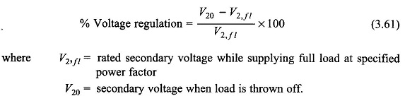 Voltage Regulation Formula of Transformer
