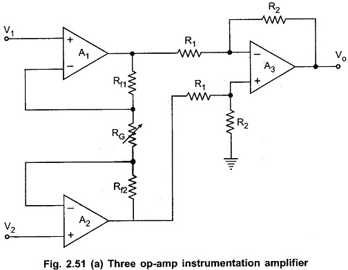 Three Op Amp Instrumentation Amplifier