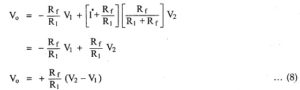 Subtractor using Op Amp or Difference Amplifier Circuit