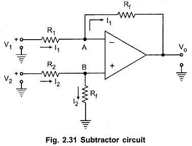 Subtractor using Op Amp or Difference Amplifier Circuit