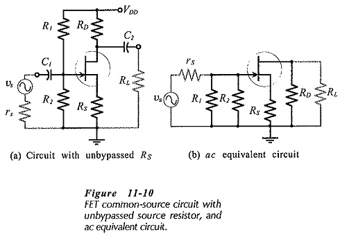 FET Common Source Amplifier with Unbypassed Source Resistors