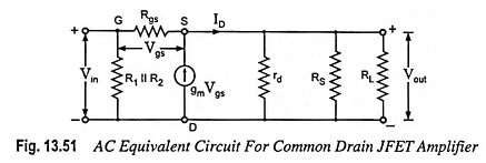 Common Drain JFET Amplifier or Source Follower