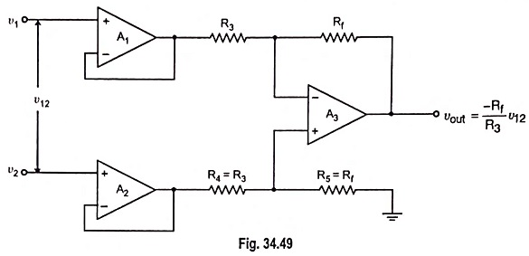Three Op Amp Differential Amplifier